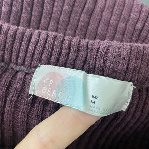 Free People FP Beach Purple Ribbed Knit Sweater Skirt Size Medium Stretch - Picture 8 of 9